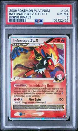 INFERNAPE LV.X 108/111 | PSA 8 | Rising Rivals Platinum Graded Pokemon Card - Image 1