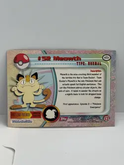 1995-1998 #52 Meowth Pokemon Card Tv Animation Edition - Image 2
