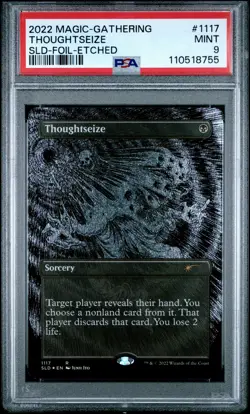 2022 MTG SECRET LAIR DROP FOIL-ETCHED #1117 THOUGHTSEIZE PSA 9 - Image 1
