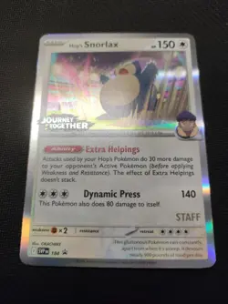 Pokemon TCG Hop's Snorlax SVP184 Scarlet&Violet - Journey Together Promo Staff - Image 1