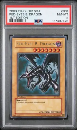 2003 Yu-Gi-Oh Red Eyes B Dragon SDJ-001 1st Edition PSA 8 - New Cert - Image 1