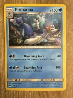 Primarina - 41/149 - Pokemon Sun & Moon Base Set Cracked Holo Rare Card VLP - Image 1