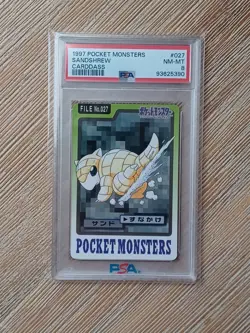 1997 POCKET MONSTERS CARDDASS POKEMON #027 SANDSHREW PSA 8 - Image 1