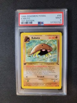 1999 Pokemon Fossil 50 Kabuto 1st Edition PSA 9 WoTC - Image 1