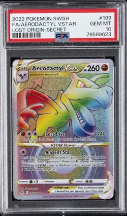 2022 POKEMON SWORD & SHIELD LOST ORIGIN SECRET FULL ART/AERODACTYL VSTAR PSA 10 - Image 1