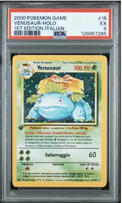 2000 POKEMON BASE SET 1ST EDITION ITALIAN #15 VENUSAUR HOLO PSA 5 - Image 1