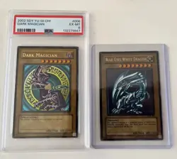 Yu-Gi-Oh Dark Magician PSA 6 & Blue Eyes White Dragon Bundle 2002 Starter Decks - Image 1