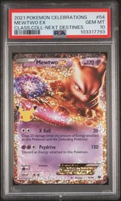 Mewtwo EX 54/99 Celebrations: Classic Collection Holo PSA 10 Pokemon - Image 1