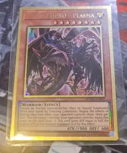 Yu-Gi-Oh Destiny Hero Plasma MGED-EN007 Premium Gold Rare Alt Art NM - Image 3