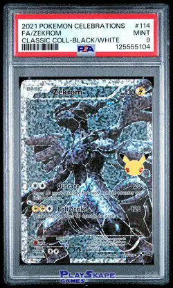 Pokemon Card PSA 9 Zekrom 114/114 Black White Celebrations Classic Full Art 2021 - Image 1