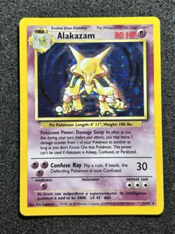 Alakazam 1/102 Base Set Holo Rare Pokemon Card 1999 WOTC Vintage NM/LP - Image 1