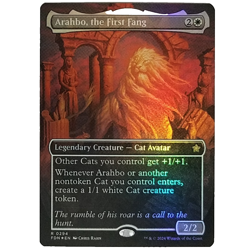 x1 Foil Arahbo, the First Fang Borderless FDN MTG M/NM Rare White Legendary TCG - Image 1