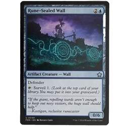 x1 Rune-Sealed Wall FDN MTG M/NM Blue Uncommon Artifact Creature Foundations TCG - Image 1