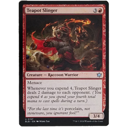 x1 Teapot Slinger MTG BLB M/NM Uncommon Red Creature Raccoon Warrior Bloomburrow - Image 1