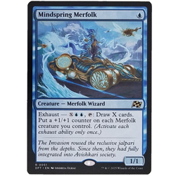 x1 Mindspring Merfolk MTG DFT M/NM Rare Blue Creature Merfolk Wizard Atherdrift - Image 1
