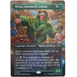 x1 Foil Oviya, Automech Artisan Borderless MTG DFT M/NM Rare Green Legendary TCG - Image 1