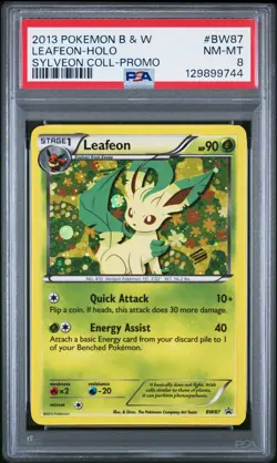 2013 POKEMON B&W PROMO SYLVEON COLL #BW87 LEAFEON-HOLO PSA 8 - Image 1