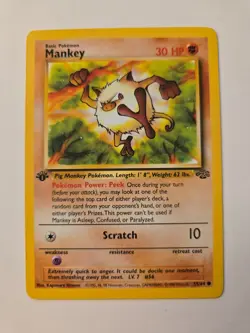 Pokemon Mankey 55/64 Jungle Regular - 1st Edition - Image 1