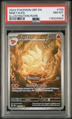 2023 POKEMON OBF EN-OBSIDIAN FLAMES ILLUSTRATION RARE #199 NINETALES PSA 8 - Image 1