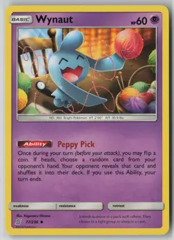 Wynaut 77/236 Pokemon Unified Minds Uncommon Lightly Played (LP) 2 - Image 1