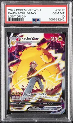 2022 POKEMON SWORD & SHIELD LOST ORIGIN #TG17 FULL ART/PIKACHU VMAX PSA 10 - Image 1