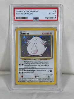 1999 Pokemon TCG Base Set Chansey Holo 3/102 PSA 6 EX MT - Image 1