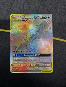 Moltres & Zapdos & Articuno GX 69/68 Rainbow Rare Hidden Fates Pokemon Card - Image 1