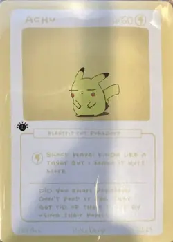Pokederp Achu 10/25 - Pikachu Pokemon Derpy Fan Art Card - Image 1