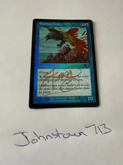 1x MTG FOIL Invasion Rainbow Crow Signed by Artist Edward Beard Jr. - Image 1