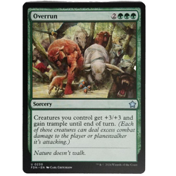 x1 Overrun MTG FDN M/NM Uncommon Green Sorcery Foundations TCG CCG - Image 1
