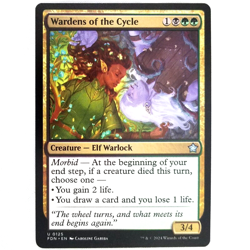 x1 Wardens of the Cycle MTG FDN M/NM Creature Elf Warlock Uncommon Multi-Color - Image 1