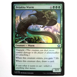 x1 Foil Pelakka Wurm MTG FDN M/NM Green Uncommon Creature Wurm Foundations TCG - Image 1