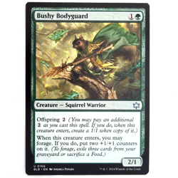 x1 Foil Bushy Bodyguard MTG BLB M/NM Green Creature Squirrel Warrior Uncommon - Image 1