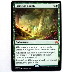 x1 Primeval Bounty MTG FDN M/NM Mythic Green Enchantment Foundations TCG CCG - Image 1