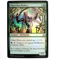 x1 Foil Imperious Perfect MTG FDN M/NM Green Uncommon Creature Elf Warrior TCG - Image 1