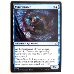 x1 Foil Mindwhisker MTG BLB M/NM Blue Creature Rat Wizard Uncommon Bloomburrow - Image 1