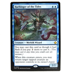 x1 Harbinger of the Tides MTG FDN M/NM Blue Creature Merfolk Wizard Rare TCG CCG - Image 1