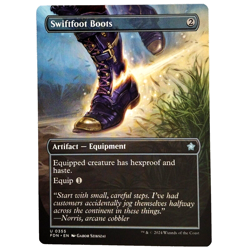x1 Swiftfoot Boots Borderless MTG FDN M/NM Colorless Artifact Uncommon TCG CCG - Image 1