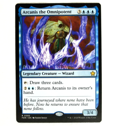 x1 Arcanis The Omnipotent MTG FDN M/NM Blue Legendary Creature Wizard Rare TCG - Image 1
