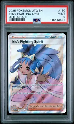 2025 POKEMON JTG EN-JOURNEY TOGETHER ULTRA RARE IRIS'S FIGHTING SPIRIT PSA 9 - Image 1