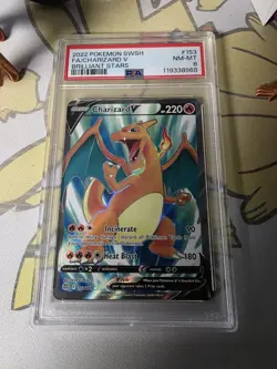 Pokemon TCG SWSH 2022 Brilliant Stars #153/172 FA/CHARIZARD V ULTRA RARE PSA 8 - Image 1