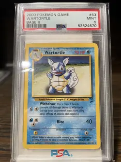 1999-2000 Wartortle #63 Mint Base Set II PSA 9 Pokemon TCG - Image 1