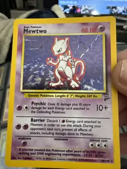 Pokemon Mewtwo TCG Base Set 2 Holo Card 10/130 Unlimited Holo Rare B53 - Image 1