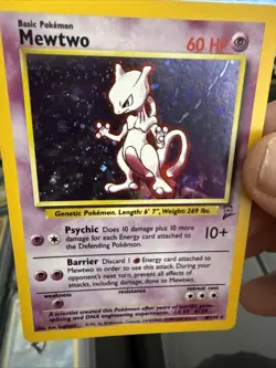 Pokemon Mewtwo TCG Base Set 2 Holo Card 10/130 Unlimited Holo Rare B53 - Image 2