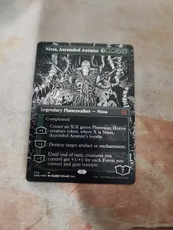 Nissa, Ascended Animist Borderless Foil Phyrexia All Will Be One MTG LP - Image 1