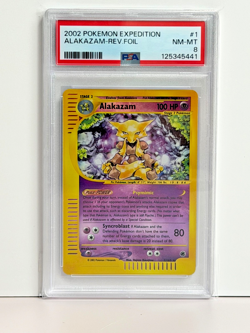 2002 POKEMON EXPEDITION #1 ALAKAZAM-REVERSE FOIL PSA 8 - Image 1