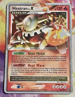 Pokemon TCG Heatran LV.X Ultra Rare D&P Stormfront 97/100 Heavily Played - Image 1