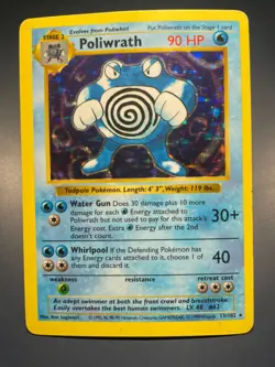 Pokemon Poliwrath Base Set 13/102 Shadowless Holo Rare HP/DMG - Image 1