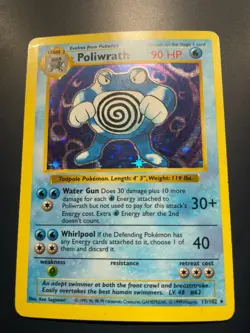 Pokemon Poliwrath Base Set 13/102 Shadowless Holo Rare HP/DMG - Image 3