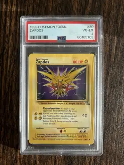 1999 Pokemon Fossil Zapdos #30/62 GRADED PSA 4 - Image 1